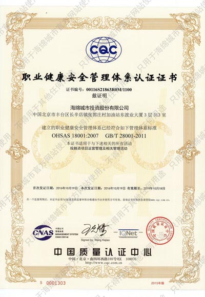职业健康安全管理体系认证